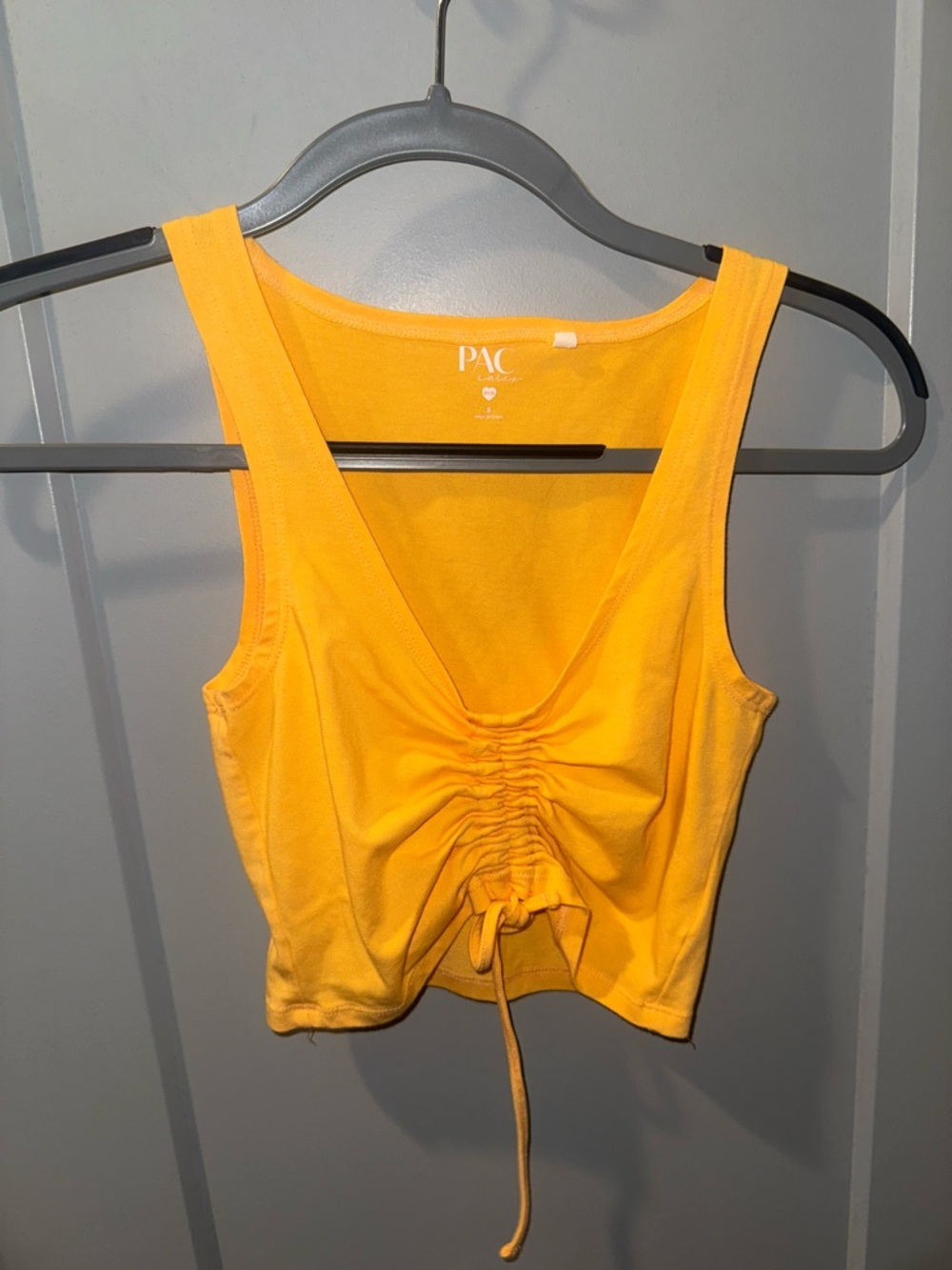 Women’s orange Ruched Drawstring crop Tank Top